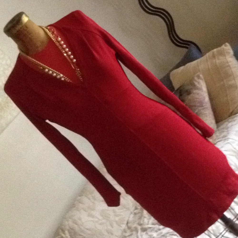 Red knit dress